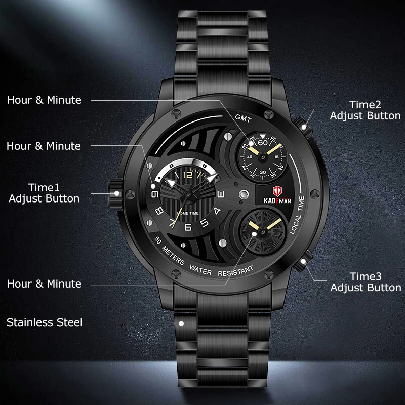 Роскошные полностью стальные мужские часы водонепроницаемые спортивные Топ