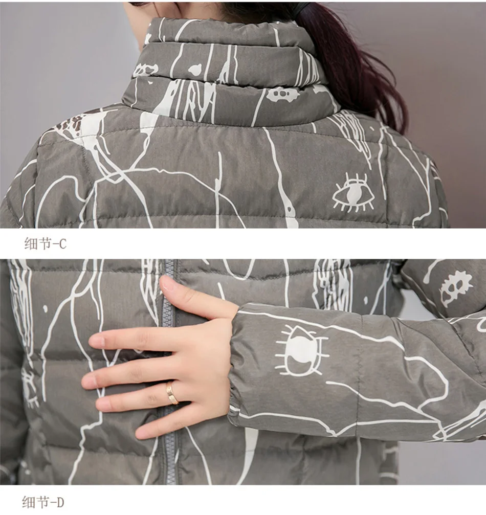 Женские короткие парки Mujer, зимняя куртка, пальто, модная, осенняя, с принтом, теплая, с рисунком, с подкладкой, парки для женщин, верхняя одежда, пальто