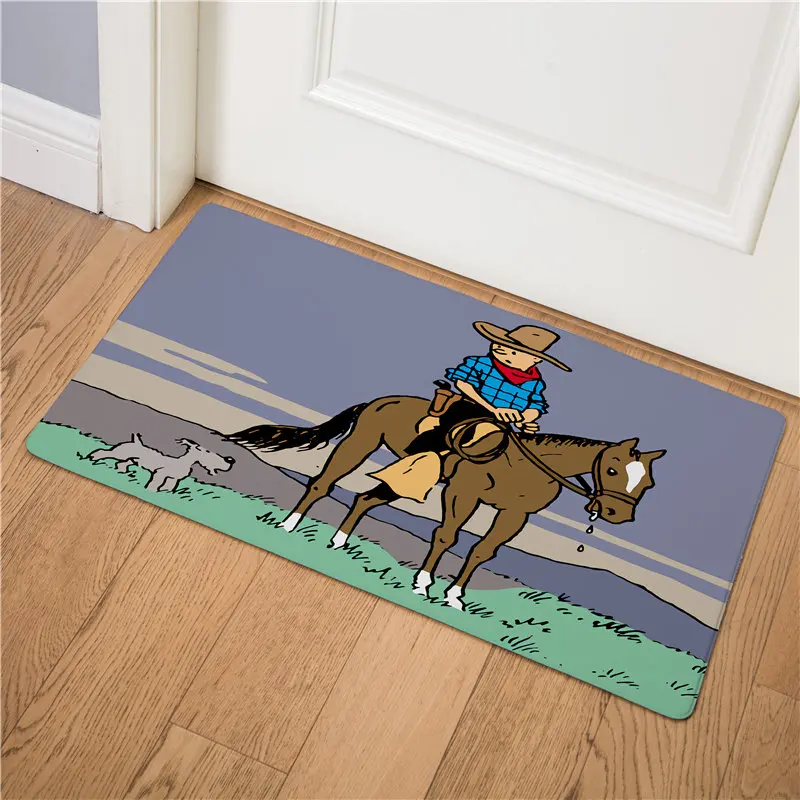 Мультяшный Tintin коврик для входной двери, Противоскользящий коврик для пола, маслостойкий кухонный ковер, коврик аниме, легко чистится, коврик для двери из ПВХ - Цвет: 25