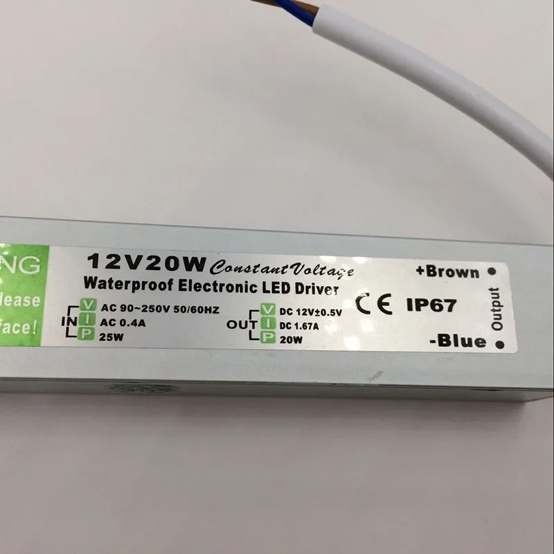 DC 12 В Светодиодный источник питания водонепроницаемый IP67 трансформатор 10 Вт 20 Вт 30 Вт 45 Вт 50 Вт AC в DC адаптер драйвер для Светодиодный садовый светильник