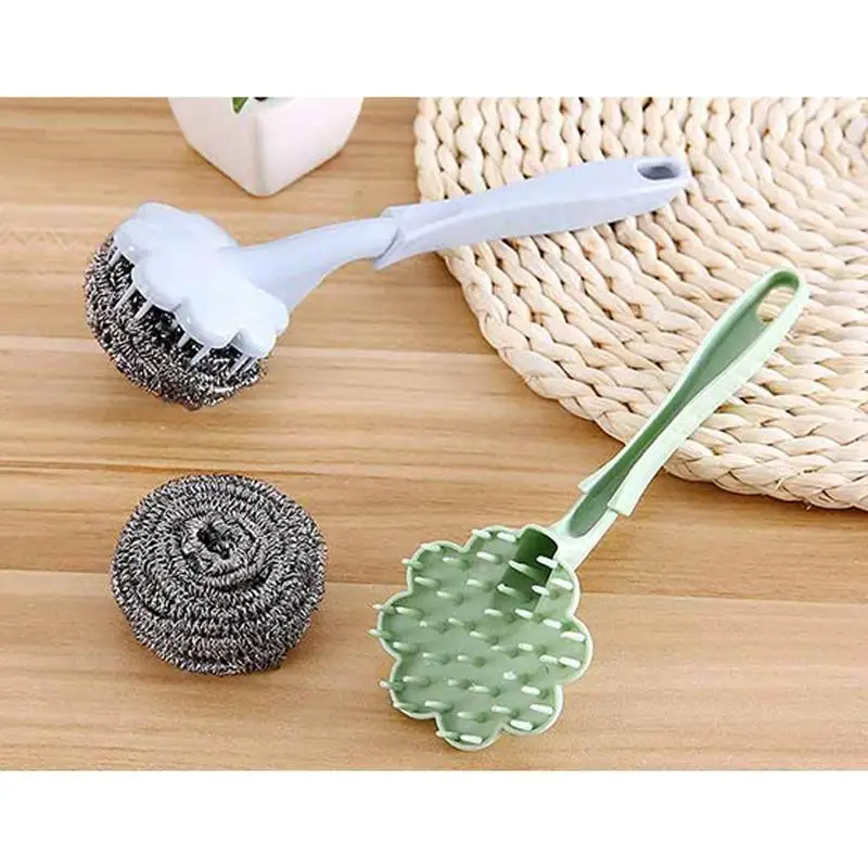 Щетка со стальными шариками и длинной ручкой щетка для посуды в форме сливы