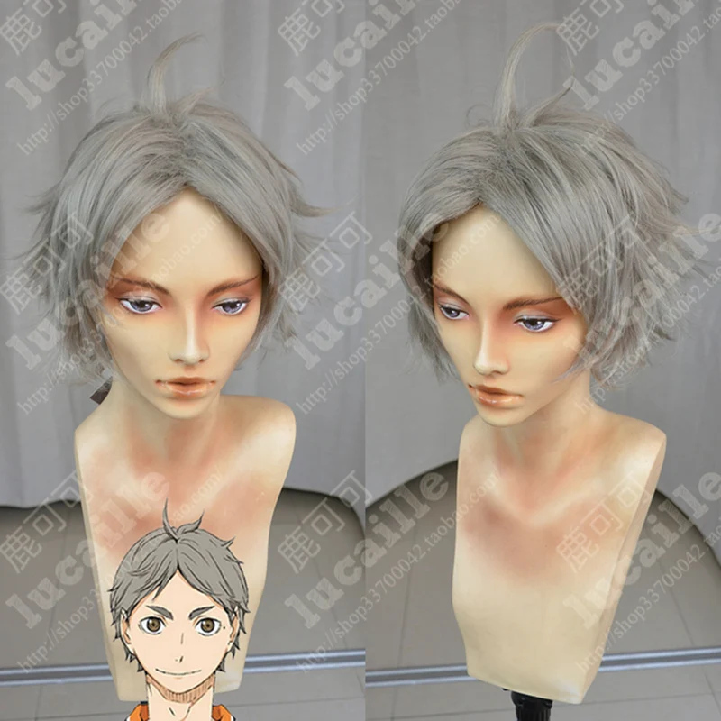 Haikyuu! Волейбол Koushi Sugawara короткие бежево серые термостойкие волосы парик для