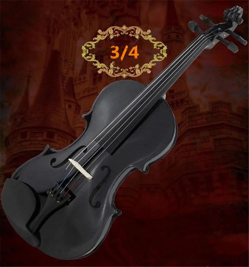 Черная скрипка 1/8 1/2 3/4 4/4 липа скрипка ручной работы скрипка o Музыкальные инструменты с футляром для скрипки+ Скрипка лук+ канифоль