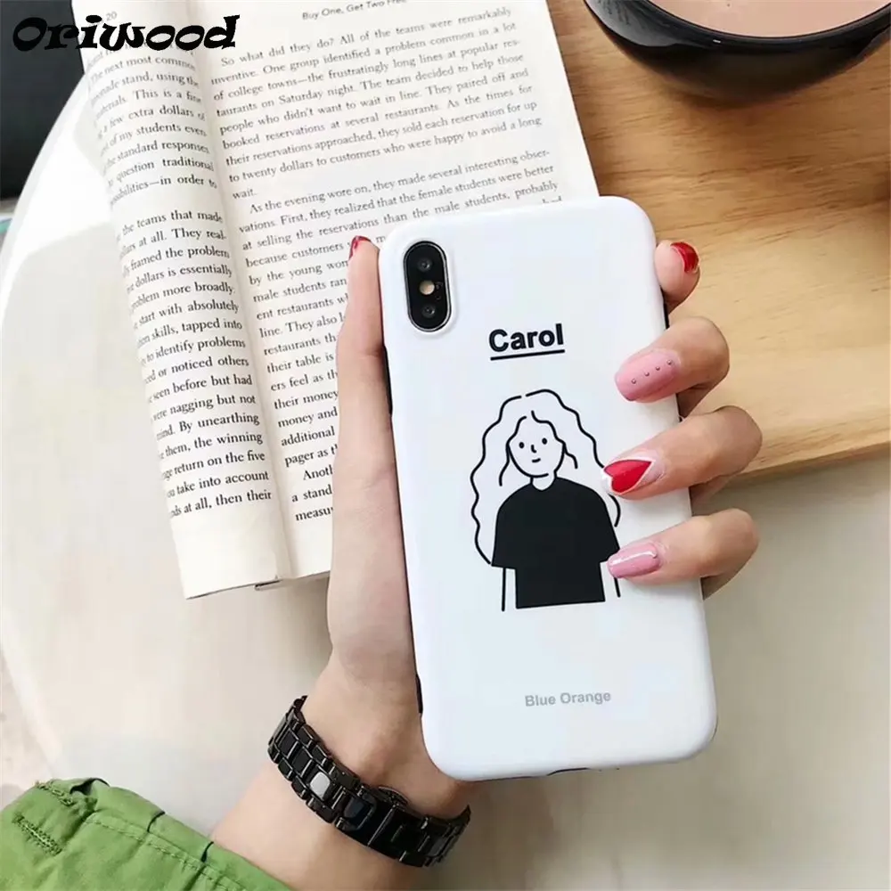 Korea Funny Cartoon Cute little girl Phone Case For iphone X 6S 6 7 8 Plus Soft IMD TPU Shell Cases Coque |