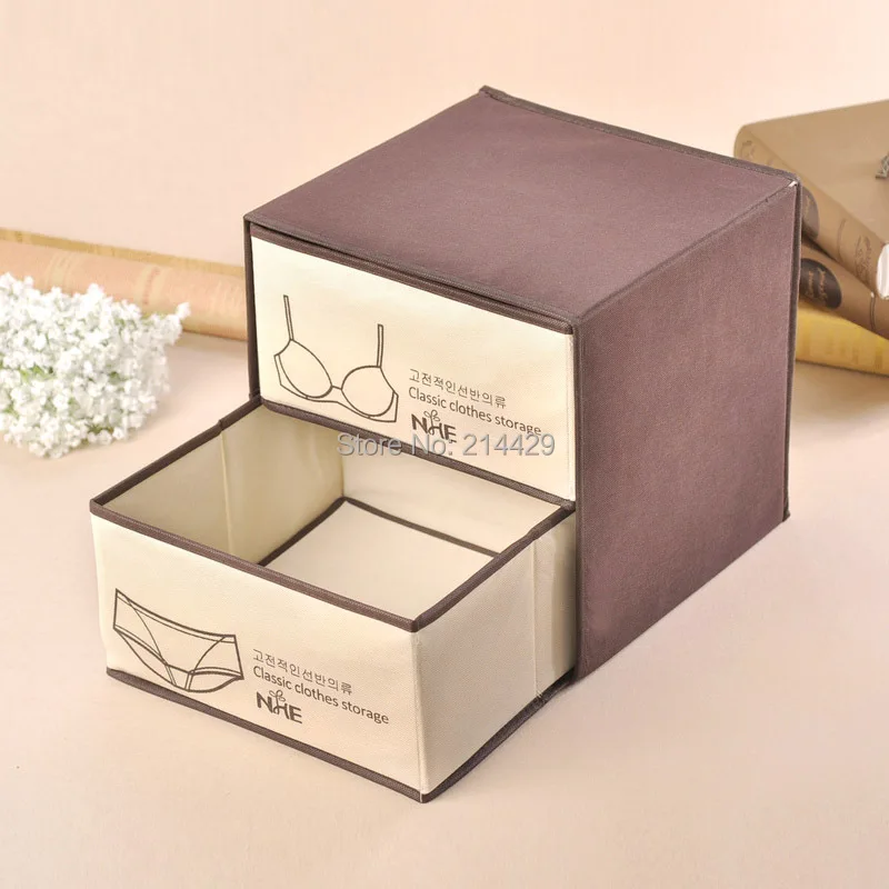 Korean house double drawer storage box Case for underwear socks Bra with covered Clothing Folding Organizer case | Дом и сад