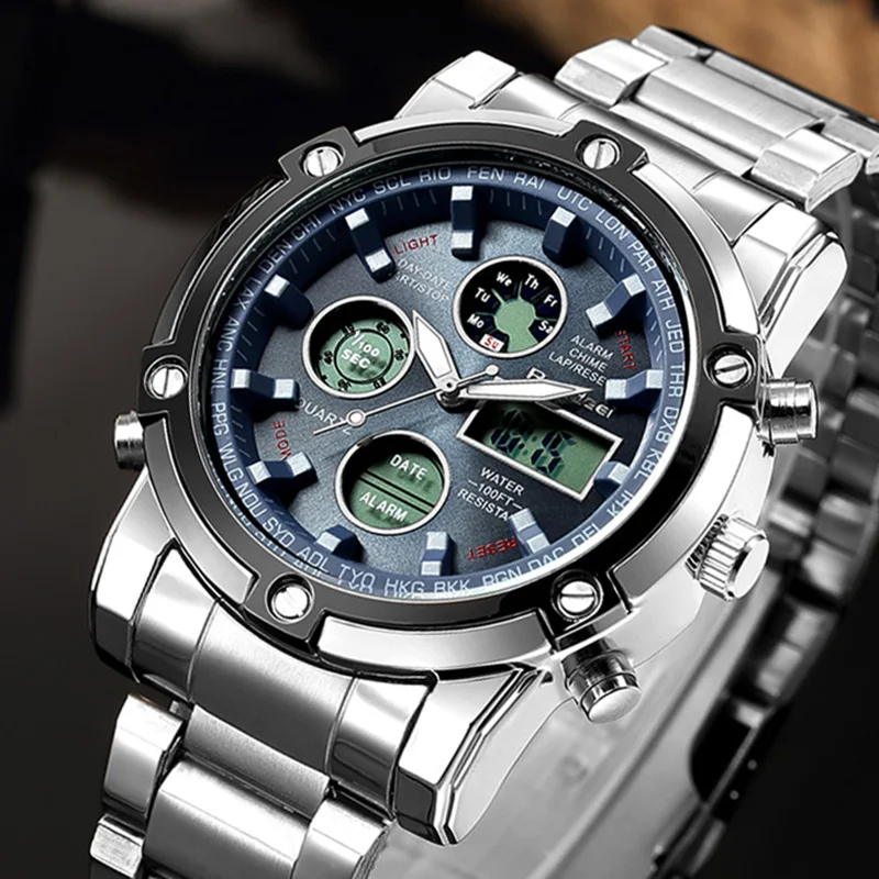 Sports Wrist Watch Men's Military Waterproof Brand Watches Fashion Full Steel Men LED Digital Watch Men Wristwatches Clock Male