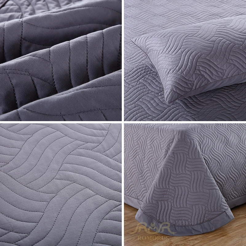 Комплект из 3 предметов 100% хлопок Однотонный комплект стеганого постельного