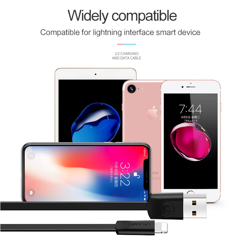 USAMS оригинальный USB кабель для телефона iphone 7 8 6 6S зарядки iPad iOS Синхронизация
