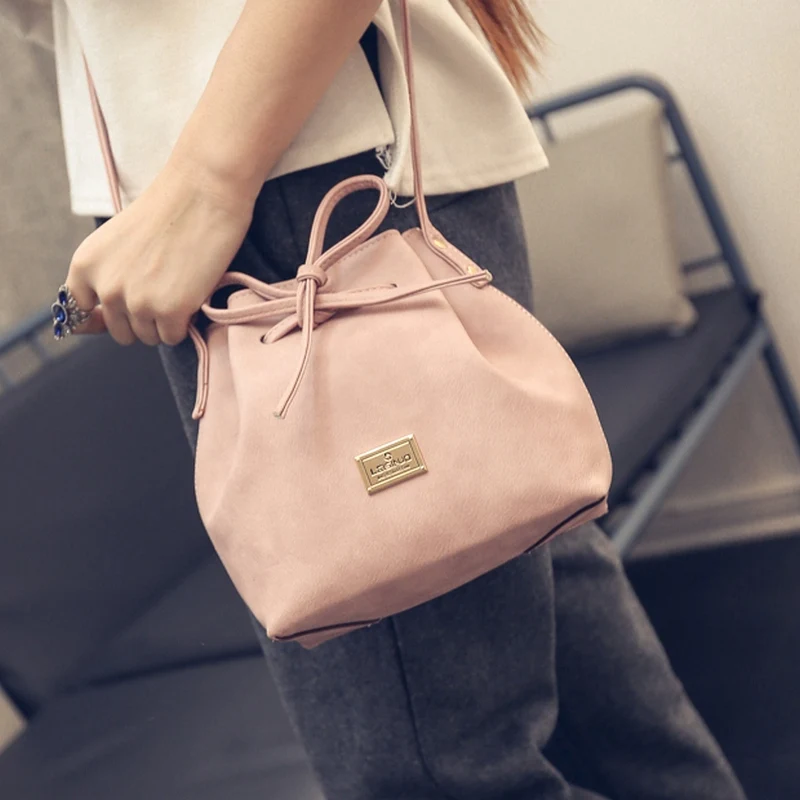 

Fashion stylish Women's handbag Matte PU Leather Mini Bucket Bag Ladies Shoulder Bag Messenger Bag