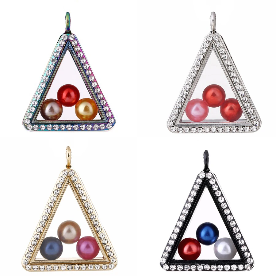 Треугольный кулон медальон со стразами 4 цвета|Подвески| |