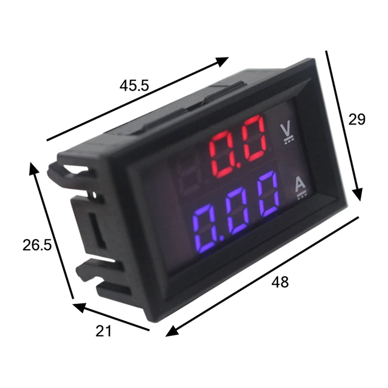 2 в 1 DC Вольтметр двойной дисплей измеритель 0 28 "DC 100V/50A 100A Красный Синий цифровой