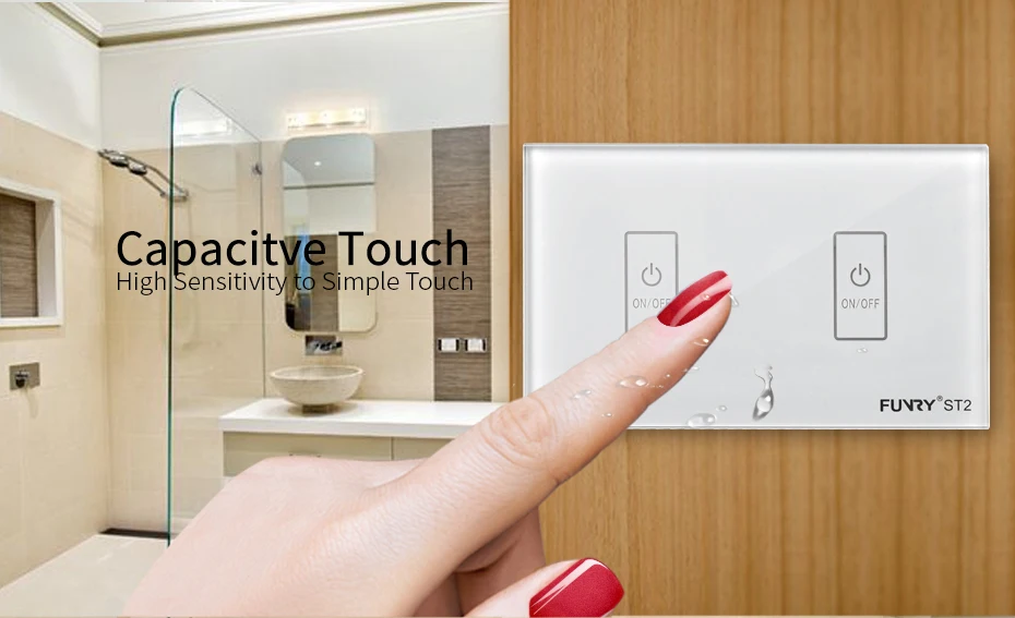 Funry us standaard 2 gang дистанционный переключатель, Smart Control ан-uit voor Умный Дом, slimme Schakelaar, смарт Лампы Schakelaar