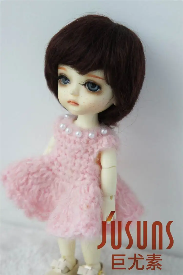 5-6inch Coffee Black 1/8 мохер кукла латов желтый мальчик короткий путь парик 5- 6 дюймов крошечный для кукол смолаы для кукол игрушки волосы - Цвет: 5-6inch Coffee Black