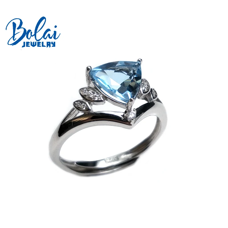 Bolaijewelry, Классический Простой стиль Танзанит Цвет Топаз, небесный топаз и гранат драгоценный камень кольцо 925 серебро ювелирные украшения для женщин