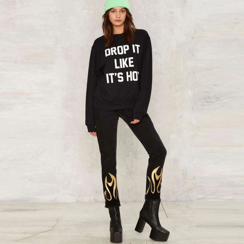 YIKUYIYA 2017 Apparel Для женщин толстовка Повседневное с принтом букв женские Толстовки