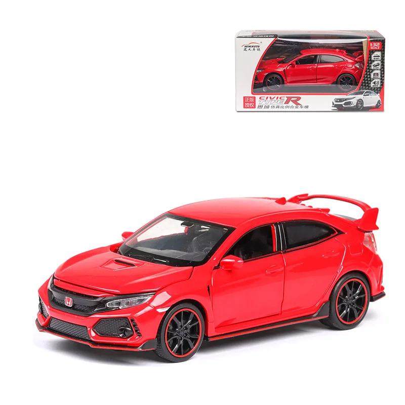 red with box 1/32 сплав Honda Civic Тип R Honda Модель игрушечных автомобилей литой металлический подвесной светильник звуковая Функция автомобиль коллекция игрушек автомобиль - Цвет: red with box