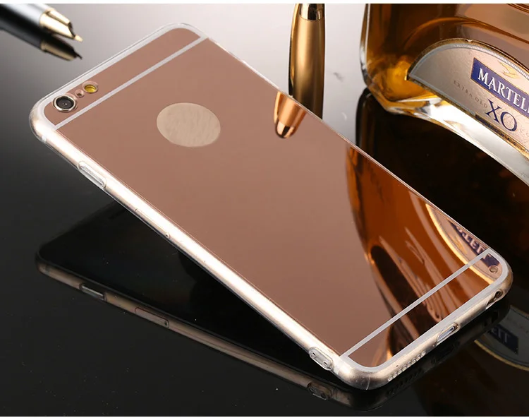 Зеркало Блестящий корпус из розового золота для iPhone 6 6S Мягкие TPU край Телефонные