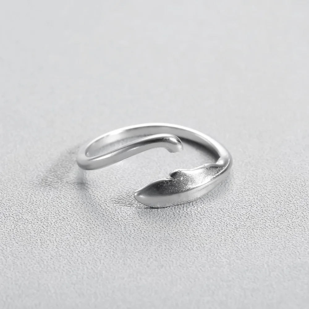 Kinitial модное черное кольцо в форме листа для женщин и мужчин уникальный дизайн