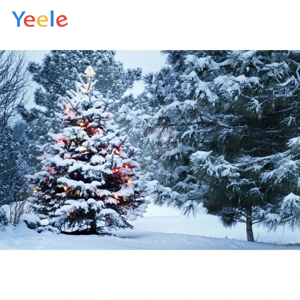 

Yeele Merry Christmas Party House Snow Outdoor Tree Baby Kid Photo Background Custom Vinyl Photography Backdrop For Photo Studio