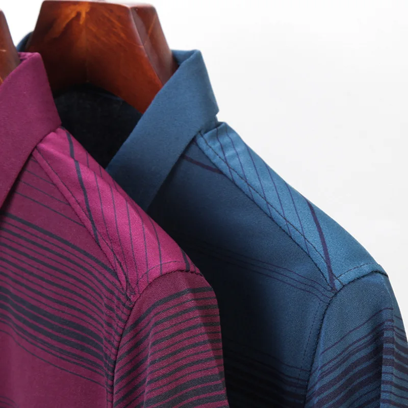 Мужская рубашка с коротким рукавом полосатая летняя лацканами Тонкая шелковая