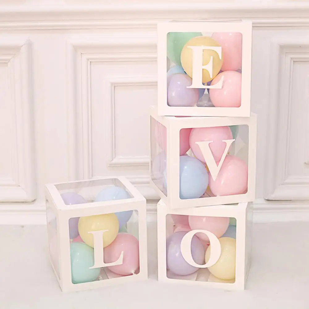 FENGRISE Алфавит прозрачная коробка Baby Shower мальчик девочка шар День рождения декор