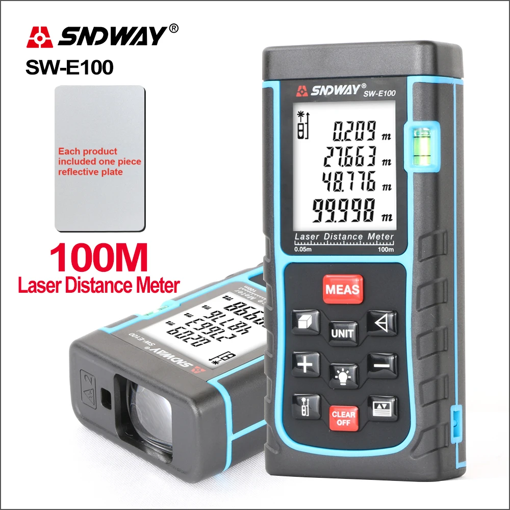 

SNDWAY Rangefinder Handheld Laser Distance Meter Range Finder Hand Tool Tape Trena Ruler Tester SW-E40/50/60/70/80/100/120/150