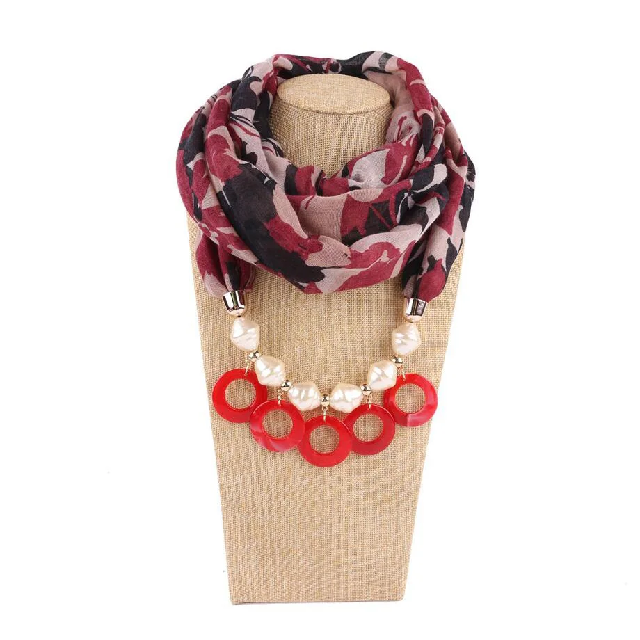 

circle pendant acrylic pearl beads viscose scarfs soft mujer jewelry pendant ring shawls necklace pendants printing shawl hijab