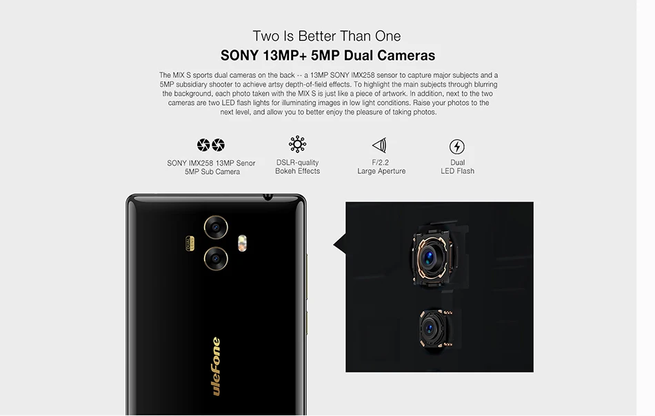 Ulefone MIX S 4G мобильный телефон 5," HD Безель-меньше четырехъядерный 2 Гб 16 Гб 13 МП Двойная камера 3300 мАч отпечатков пальцев OTG Android 7,0 смартфон