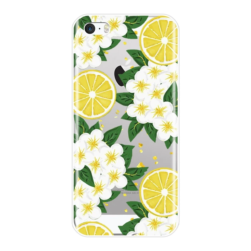 Мягкий силиконовый чехол для iPhone 5 5C с авокадо лимоном оранжевым цветком фруктом