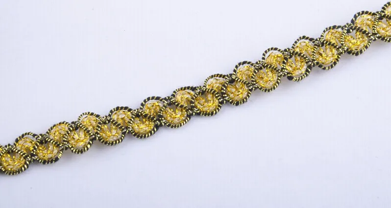40 ярдов плетеная Золотая Черная кружевная ткань необычная декорированная