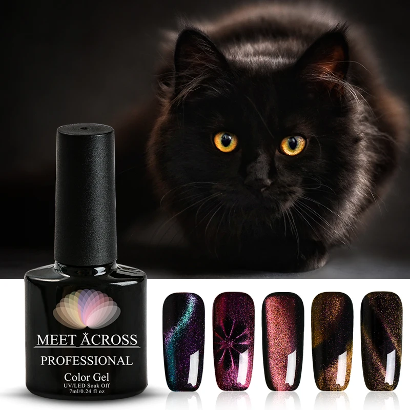 Meet Across голографический блеск магнитный гель Магнитный кошачий глаз лазерный