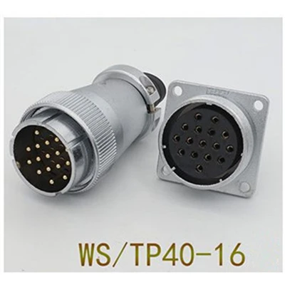 WS40-16F 1 комплект WS/TP40 авиационным соединителем мужской и женский квадратный фланец гнездо 5/9/15/16/26/31 Pin штепсельная вилка авиации круговой разъем кабеля - Цвет: WS40-16F