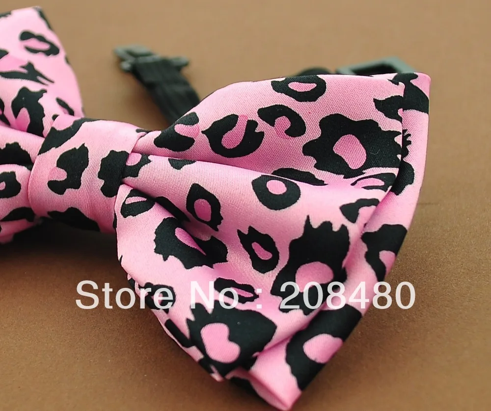 &quotLEOPARD PINK&quot pattern bowtie Men's Unisex Tuxedo Dress Bow tie Brand Designer Gift Cravat Butterfly Knot Neckwear 2020 New |