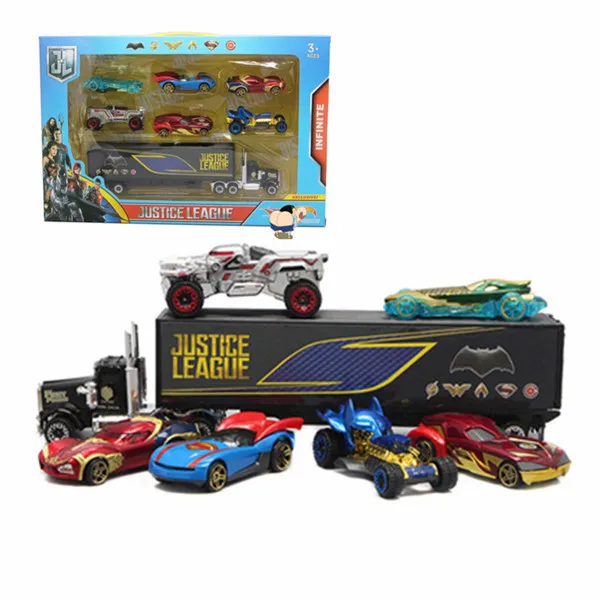 7pcs with box 1: 64 Мстители Железный человек, Халк, Локи, «Человек-паук»; Капитан Америка Batman Batmobile 7 шт. сплава автомобили набор модели грузовиков игрушки для детей - Цвет: 7pcs with box