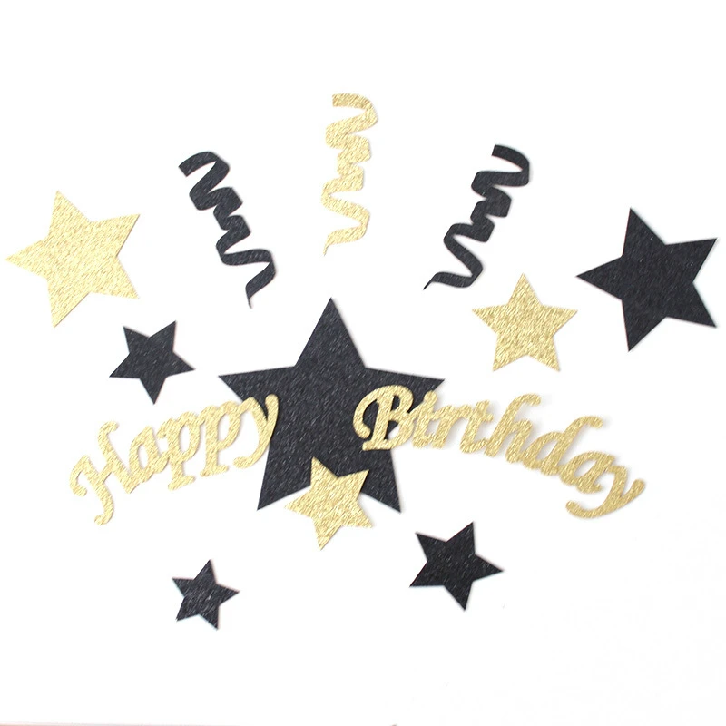 13 шт./компл. Сверкающее пирожное для дня рождения Топпер черный и золотой DIY