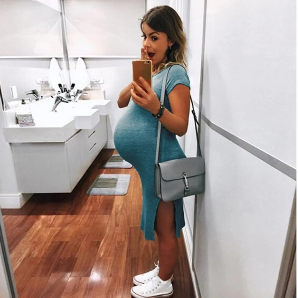 Новое поступление, летнее платье для беременных женщин, летнее Повседневное платье с коротким рукавом, платье для беременных, одежда