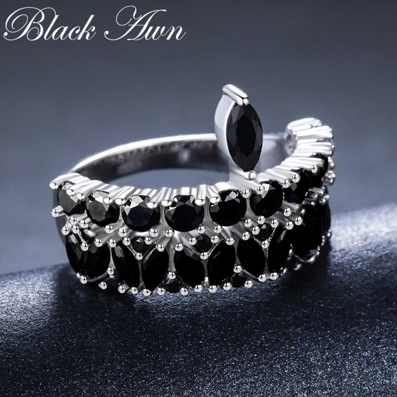 Новинка, Ювелирное кольцо bijoux Rock, 925 пробы, серебро, хорошее ювелирное изделие, черная шпинель, обручальное кольцо для женщин, Anillos Mujer G060