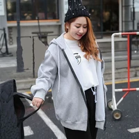 womens plus size cashmere hoodie coat autumn and winter loose hooded coat with zipper