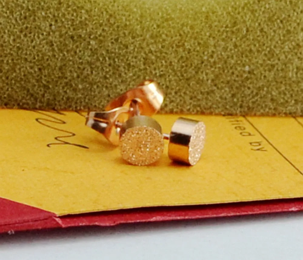 Серьги-гвоздики женские из титановой стали розового золота | Украшения и