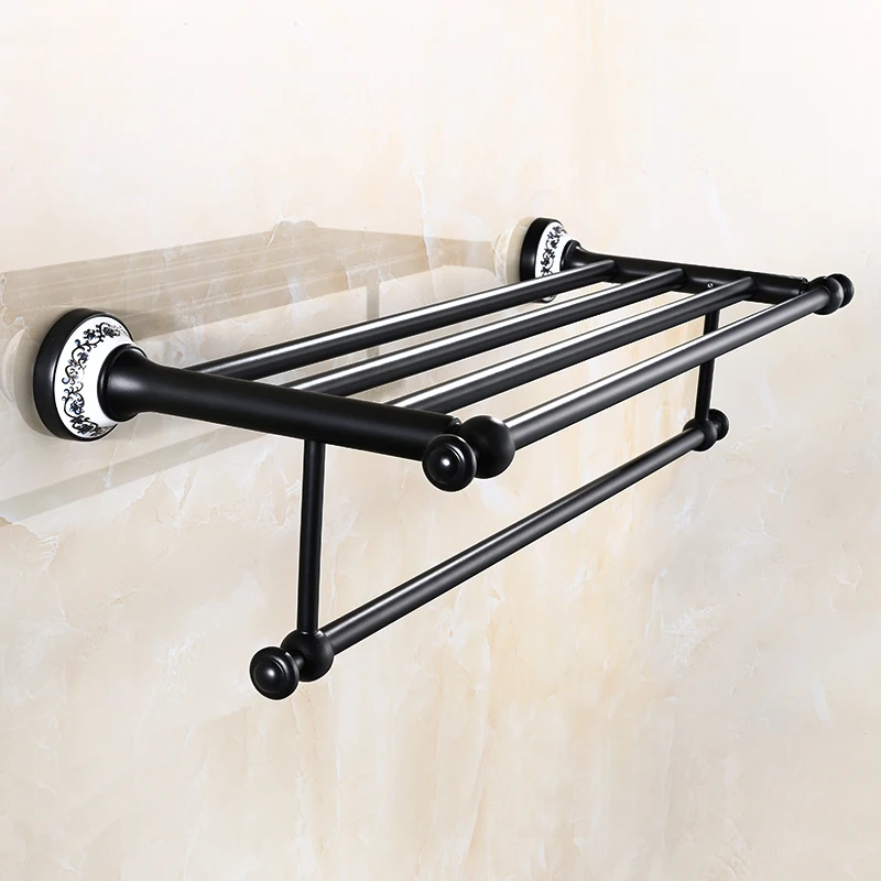 Масляный черный бронзовый медный аксессуар для ванной комнаты Полка полотенец
