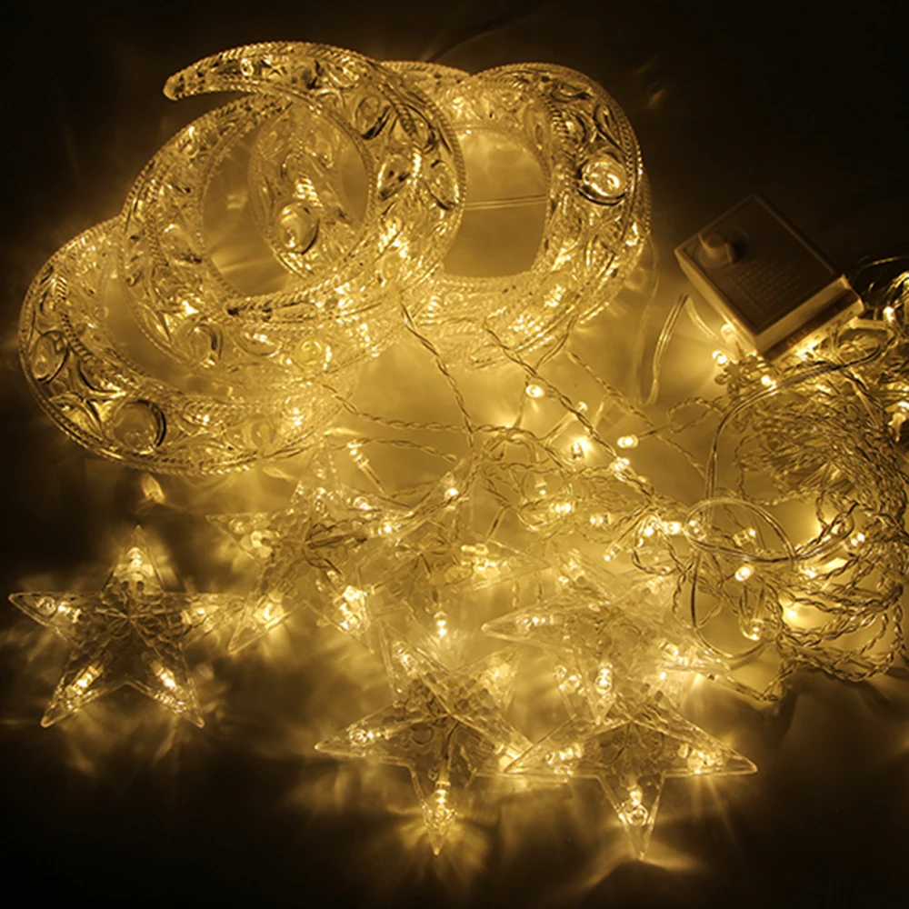 2 5 м Светодиодные Луна Звезды сосулька шторы Фея светильник лампы 128 светодиодный