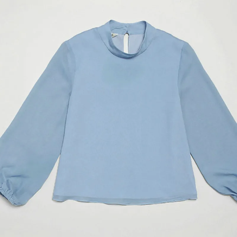 Женский комплект из двух предметов элегантный синий топ с длинным рукавом