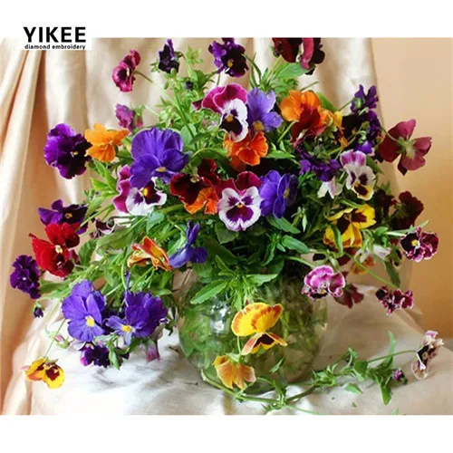 YIKEE Алмазная вышивка цветы, 5d diy алмазная живопись цветы полный квадрат - Цвет: b005