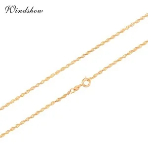 Windshow 10 видов стилей золотой цвет звенья цепи Короткие колье ожерелья женщины девушки, дети, ребенок ювелирные изделия без никеля 35 см 14in - Окраска металла: SINGAPORE WAVE CHAIN