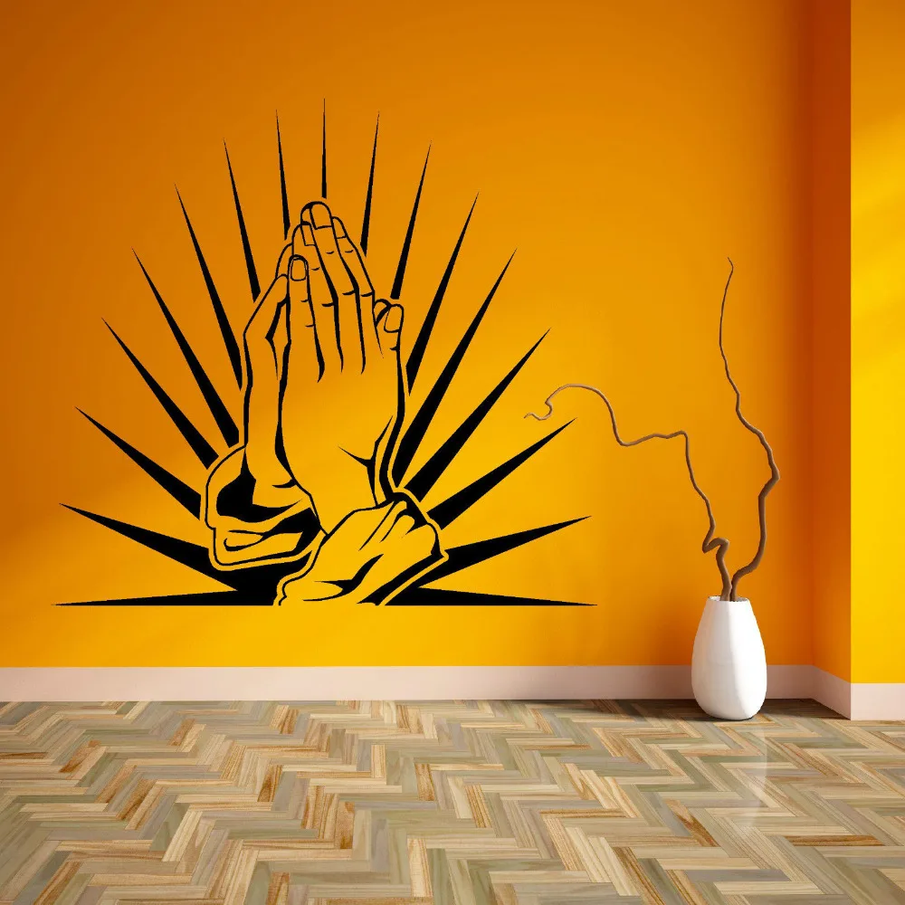 

Prayer Hands Decals Praying Worship Room Vinyl Wall Art Sticker Living Room Wall Decor Decal Home Wall Mural Removable New LA932