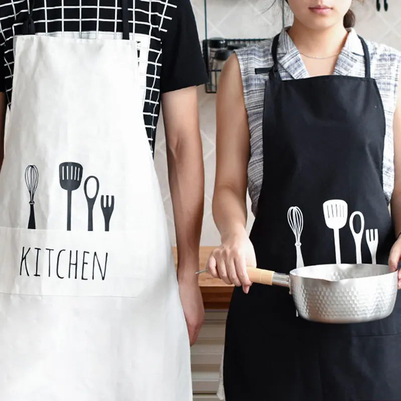 Nordic Baking Master Kitchen Tools Print White Black Stripe Fresh Apron Cotton Cooking Love | Дом и сад