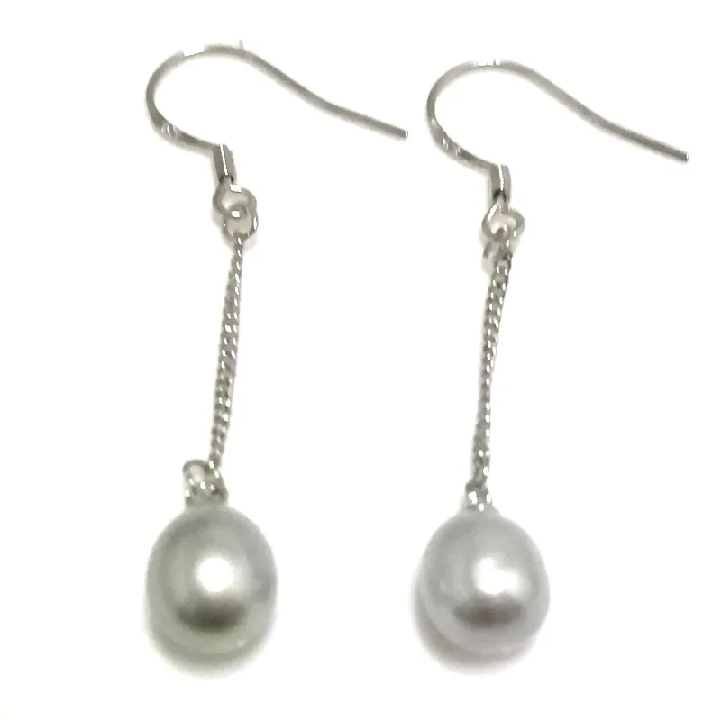 7-8 мм серебряные висячие серьги с натуральным пресноводным жемчугом крючком из