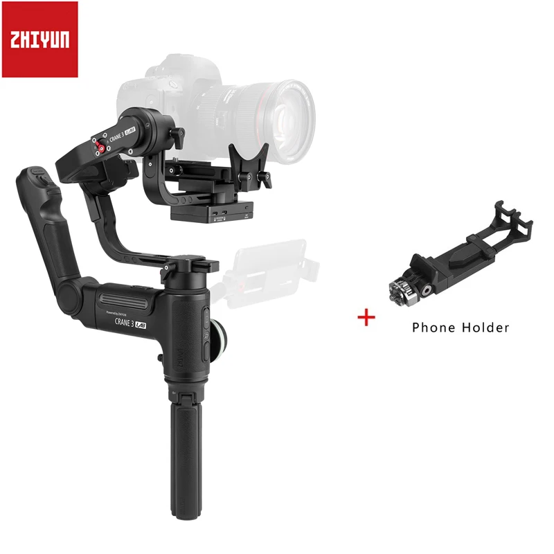 crane 3 w phone moun ZHIYUN Crane 3 LAB 3-осевой беспроводной Стабилизатор камеры ViaTouch управление Ручной Стабилизатор для DSLR vs DJI Ronin S MOZA AIR 2 weepill - Цвет: crane 3 w phone moun