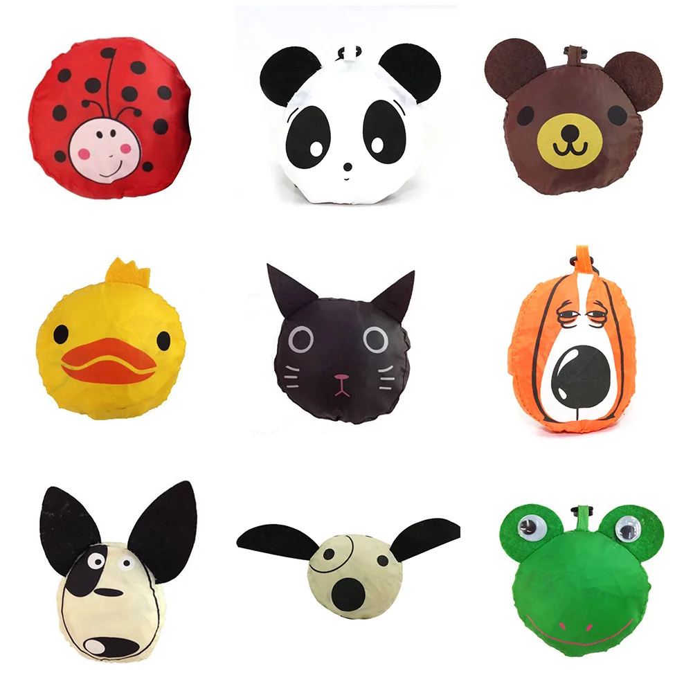 

2019 New Cute Travel Foldable Handbag Grocery Tote Storage Reusable Cartoon Animal Shopping Bag Portable Storage Handbags