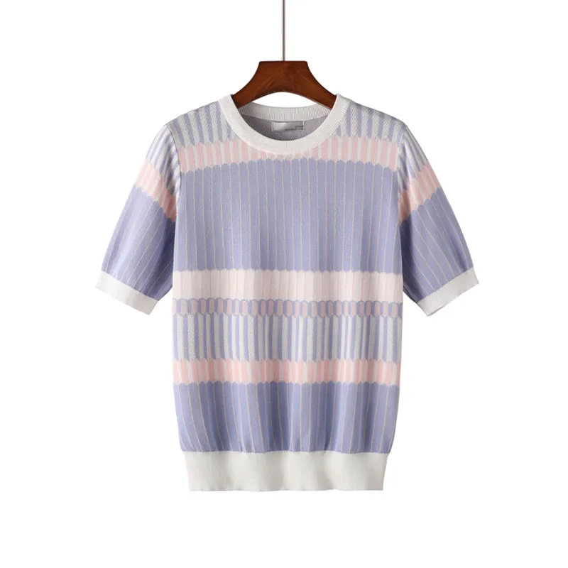 Женская Винтажная футболка с коротким рукавом Корейская круглым вырезом лето